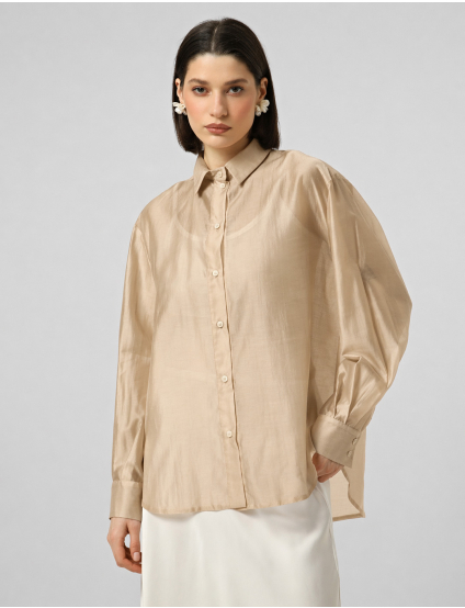 Картинка Бронзова напівпрозора oversize сорочка