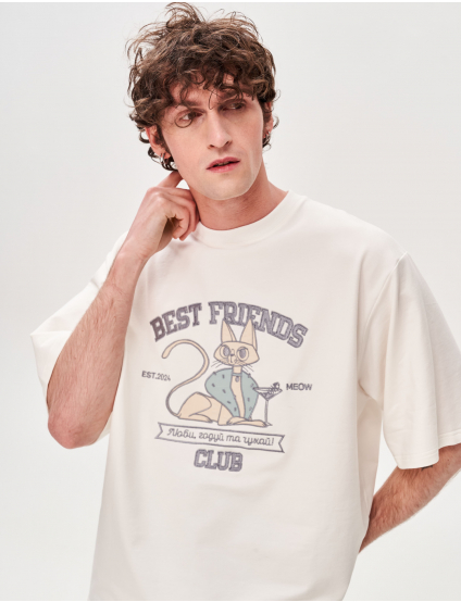 Картинка Футболка з аплікацією "Best Friend's Club" кіт тусовщик
