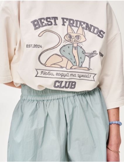 Картинка Футболка з аплікацією "Best Friend's Club" кіт тусовщик