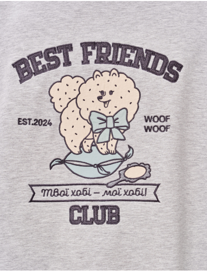 Картинка Футболка з аплікацією "Best Friend's Club" пес красуня