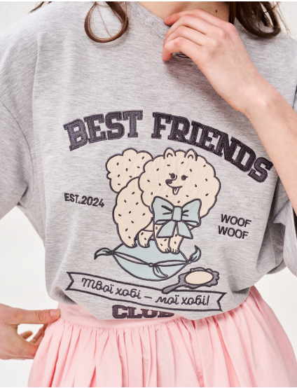 Картинка Футболка з аплікацією "Best Friend's Club" пес красуня