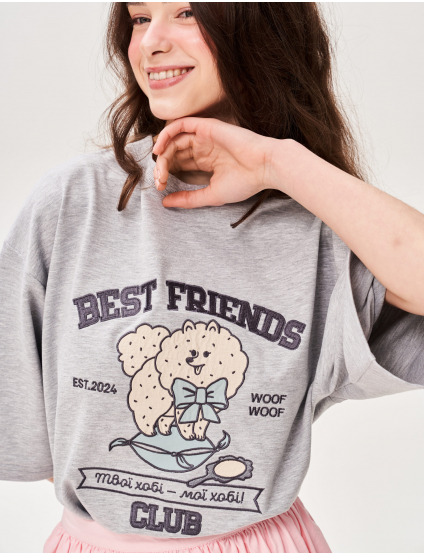 Картинка Футболка з аплікацією "Best Friend's Club" пес красуня
