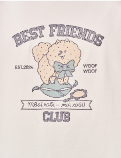 Картинка Футболка з аплікацією "Best Friend's Club" пес красуня