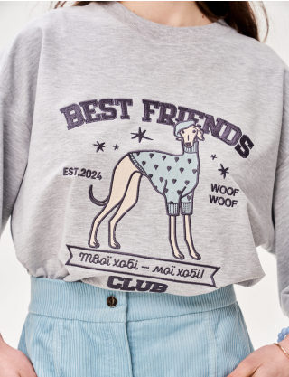 Картинка Футболка з аплікацією "Best Friend's Club" пес модник