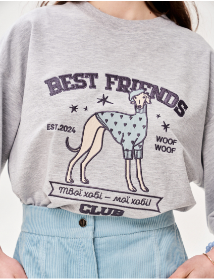Картинка Футболка з аплікацією "Best Friend's Club" пес модник
