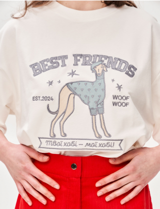 Картинка Футболка з аплікацією "Best Friend's Club" пес модник