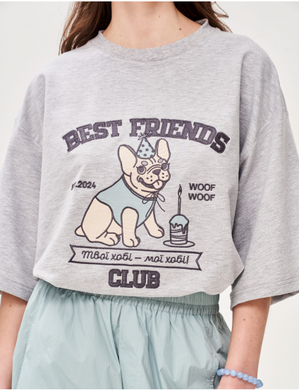 Картинка Футболка з аплікацією "Best Friend's Club" пес cвято
