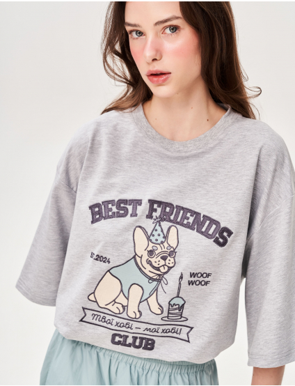 Картинка Футболка з аплікацією "Best Friend's Club" пес cвято