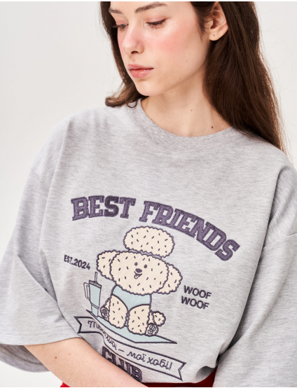 Картинка Футболка з аплікацією "Best Friend's Club" пес батарейка