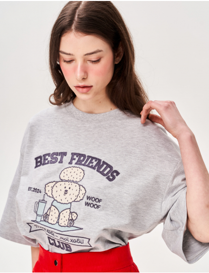 Картинка Футболка з аплікацією "Best Friend's Club" пес батарейка