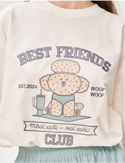 Картинка Футболка з аплікацією "Best Friend's Club" пес батарейка