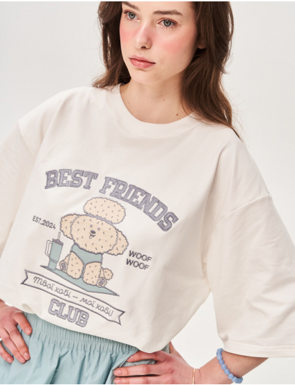 Картинка Футболка з аплікацією "Best Friend's Club" пес батарейка