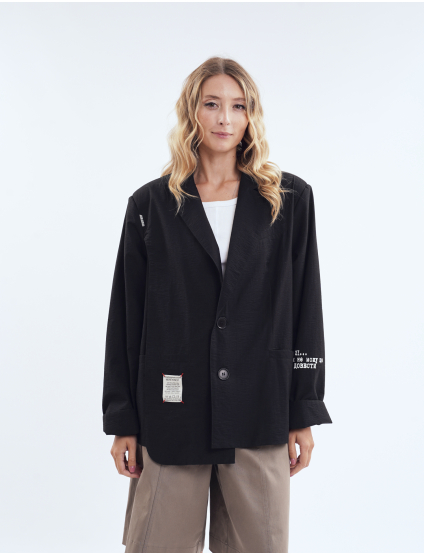 Картинка Жакет oversize з авторськими деталями чорний