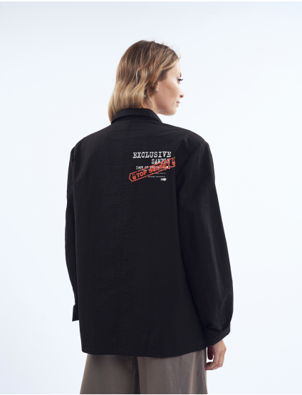 Картинка Жакет oversize з авторськими деталями чорний