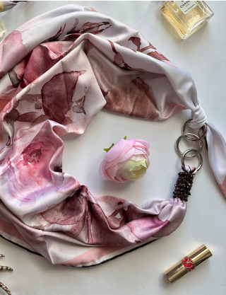 Картинка Дизайнерська шовкова хустка My Scarf "Рожева троянда"