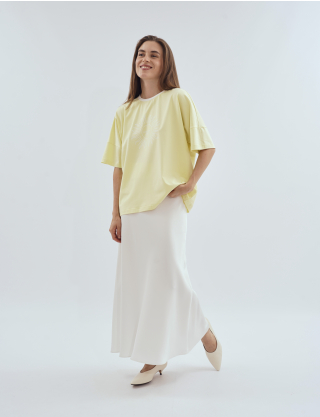 Картинка Футболка oversize жовта з авторським принтом
