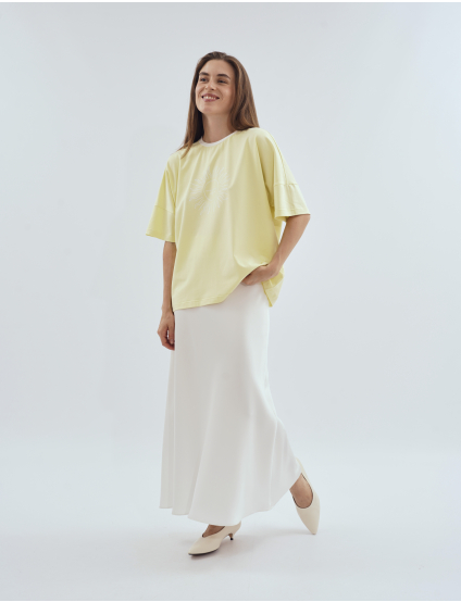 Картинка Футболка oversize жовта з авторським принтом