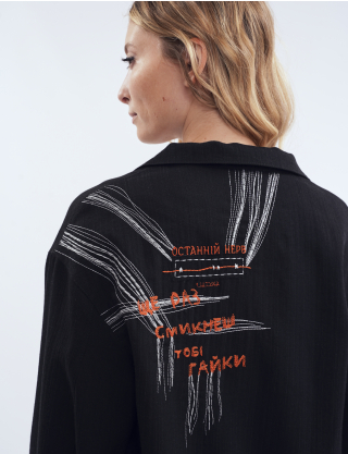 Картинка Жакет oversize з авторськими деталями чорний