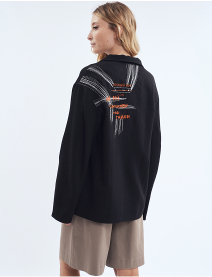 Картинка Жакет oversize з авторськими деталями чорний