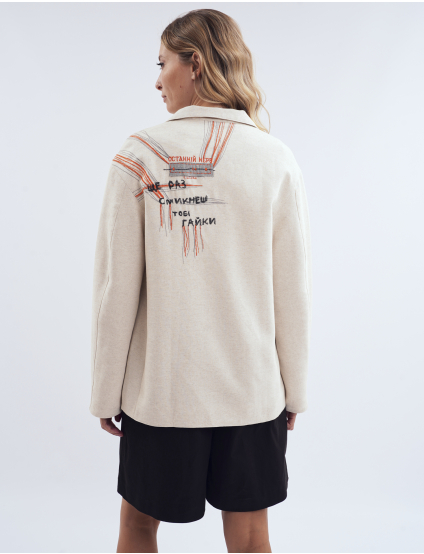 Картинка Жакет oversize з авторськими деталями бежевий