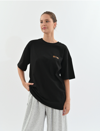 Картинка Футболка oversize з авторським принтом чорна