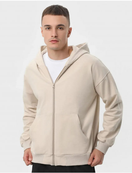 Картинка Худі бежеве на блискавці з бавовни Ray Premium Loose