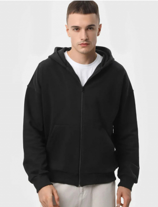Картинка Худі чорне на блискавці з бавовни Ray Premium Loose