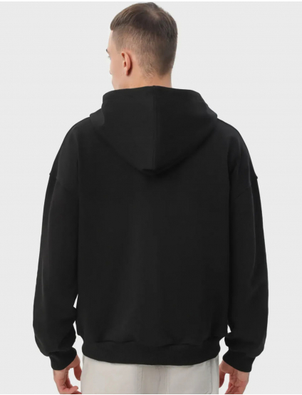 Картинка Худі чорне на блискавці з бавовни Ray Premium Loose