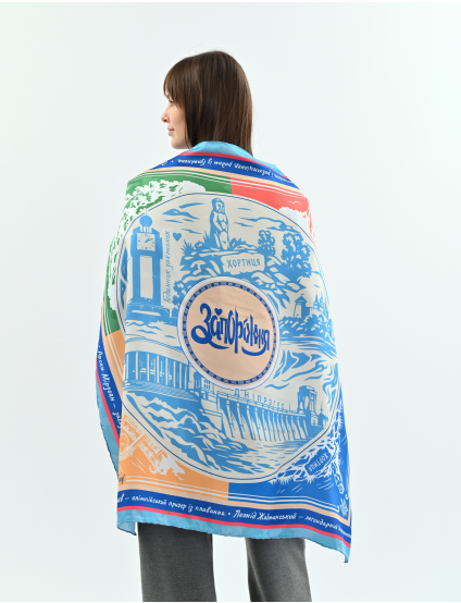 Картинка Дизайнерська хустка "Моє Запоріжжя" My Scarf, 90 см на 90 см