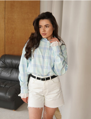 Картинка Сорочка з манжетами блакитна
