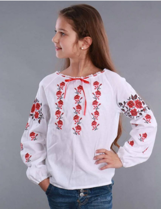 Картинка Дитяча вишиванка з червоною вишивкою