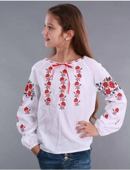 Картинка Дитяча вишиванка з червоною вишивкою