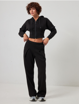 Картинка Трикотажні брюки wide leg чорні