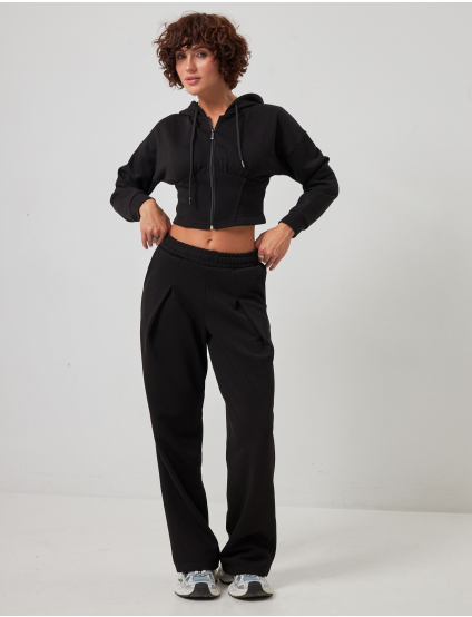 Картинка Трикотажні брюки wide leg чорні