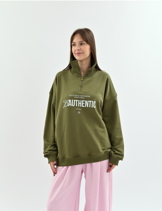 Картинка Світшот зіп "soft" be authentic зелений