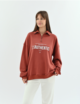 Світшот зіп "soft" be authentic теракотовий, one size Картинка Світшот зіп "soft" be authentic теракотовий, one size