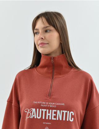 Світшот зіп "soft" be authentic теракотовий, one size Картинка Світшот зіп "soft" be authentic теракотовий, one size