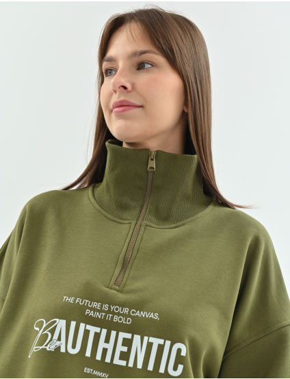 Картинка Світшот зіп "soft" be authentic зелений