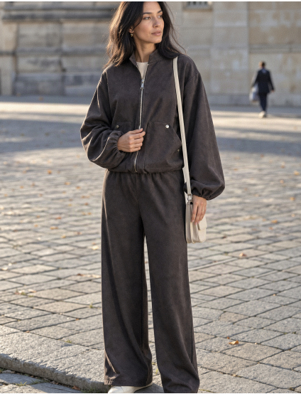 Картинка Бомбер oversize на блискавці коричневий