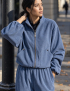 Картинка Бомбер oversize на блискавці синій