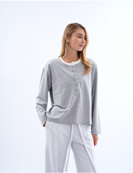 Картинка Лонгслів у стилі layered look світло-сірий