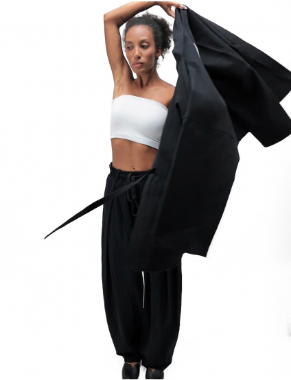 Картинка Джинси balloon fit із куліскою чорні