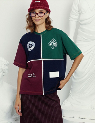 Картинка Футболка oversize в стилі color block