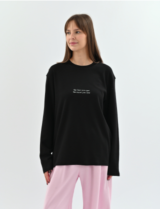 Картинка Світшот oversize з вишивкою чорний