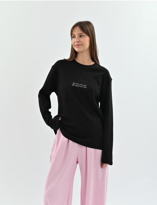 Картинка Світшот oversize з вишивкою чорний