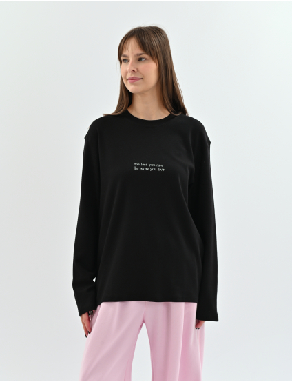 Картинка Світшот oversize з вишивкою чорний