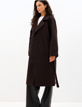 Картинка Двобортне пальто oversize з поясом