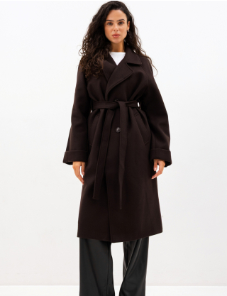 Картинка Двобортне пальто oversize з поясом