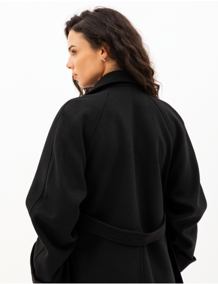Картинка Двобортне пальто oversize з поясом