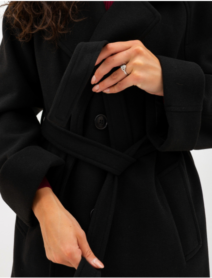 Картинка Двобортне пальто oversize з поясом